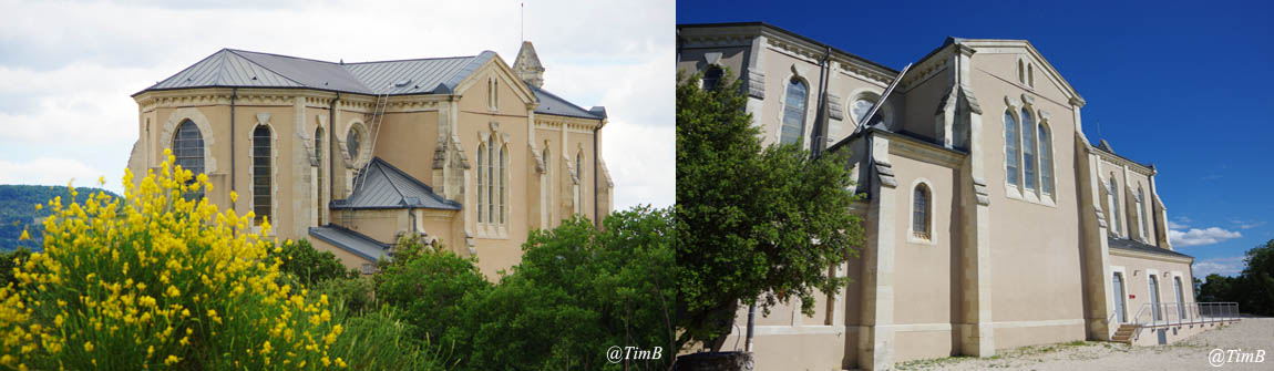 Le sanctuaire Saint-Joseph à Roussas vu de deux endroits différents